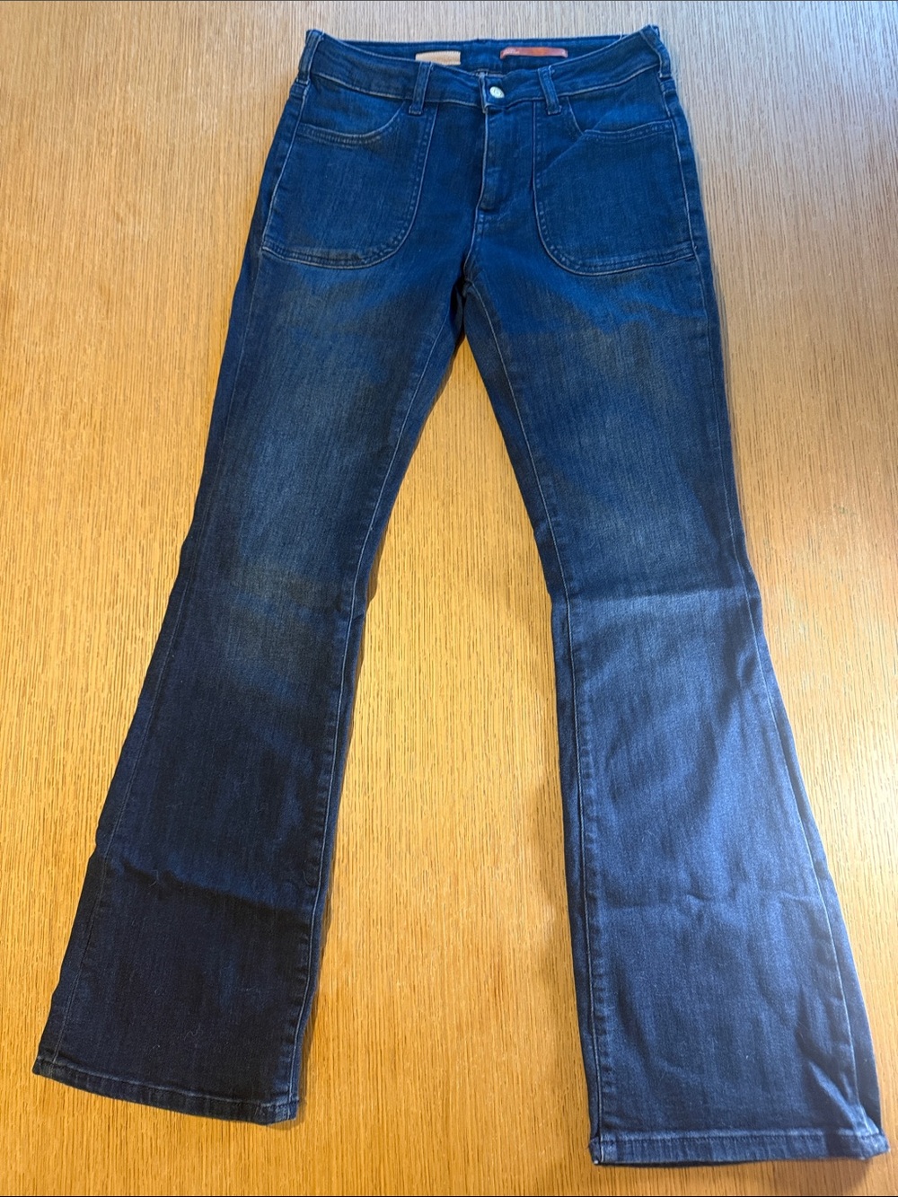Pilcro Anthropologie Dark Wash Flare Jeans Size 27 Patch Pocket